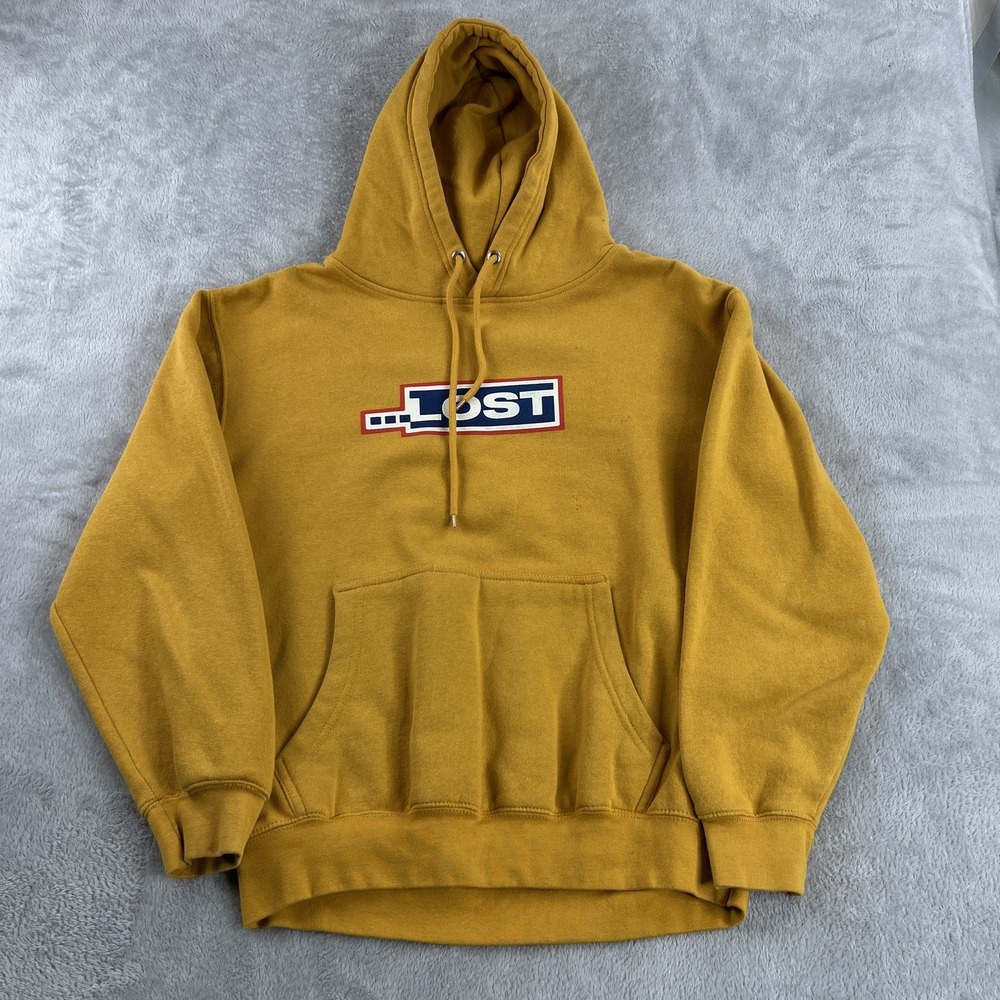 Lost Enterprises Mens M Box Logo Hoodie Mustard Yellow Surf Skate Pullover Sweat